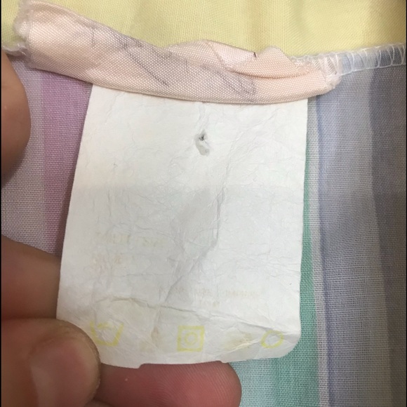 Vintage Vico Viola rainbow pastel striped cotton night shirt robe with tie - Picture 7 of 8